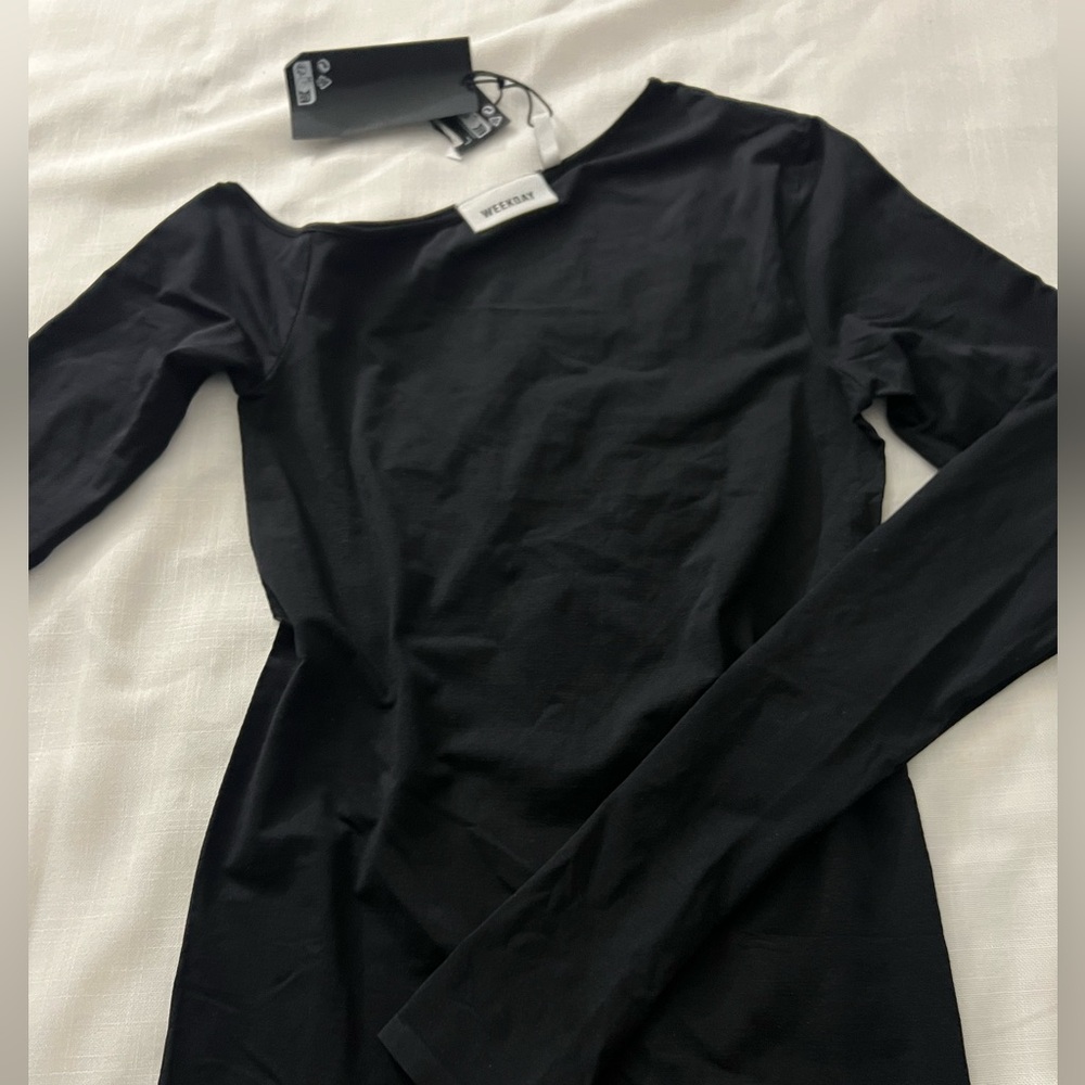NWT Weekday Black asymmetrical long sleeve top